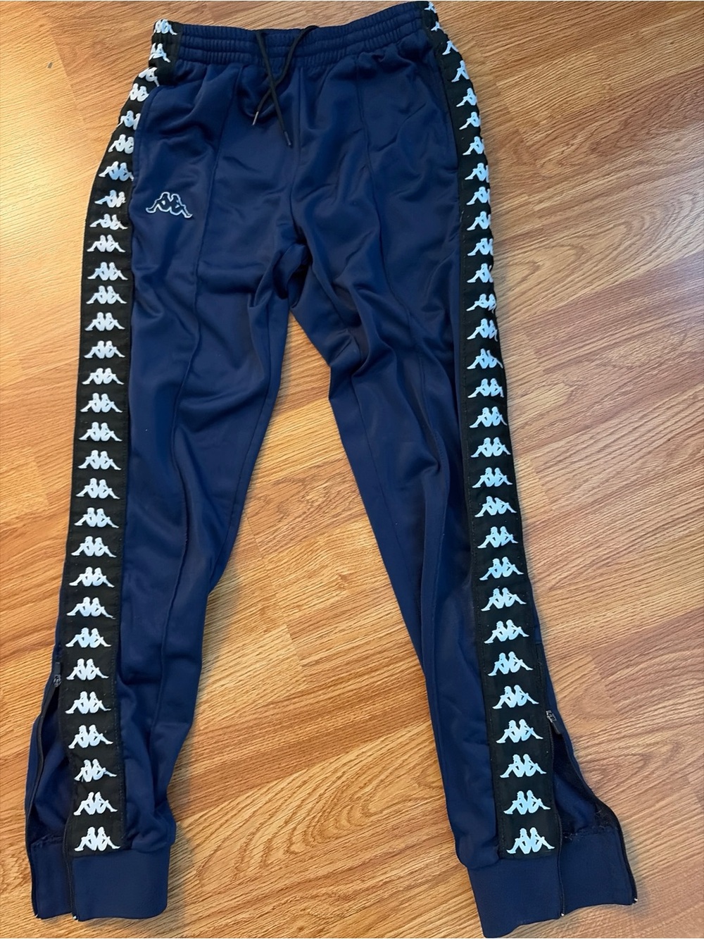 ⁠Kappa 222 Banda Rastoria Slim Track Pants Navy Blue Small Ankle Zip⁠